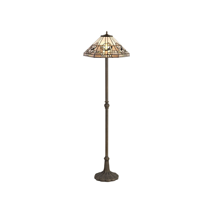 Nelson Lighting NLK00309 Azure 2 Light Leaf Design Floor Lamp With 40cm Tiffany Shade White/Grey/Black/Brass