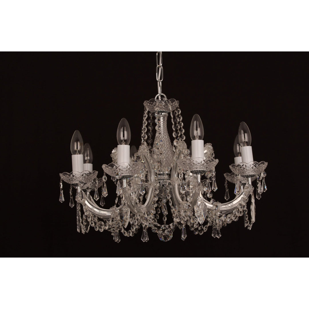 Impex Lighting CP00150/08/CH Marie Theresa 8 Light Chandelier Glass Arm Chrome