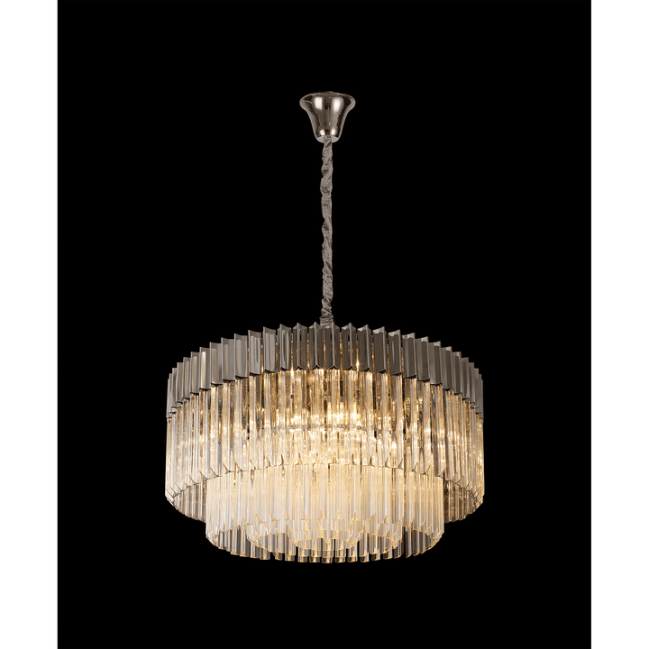 Nelson Lighting NL82359 Kobra Pendant Round 12 Light Polished Nickel/Clear Glass