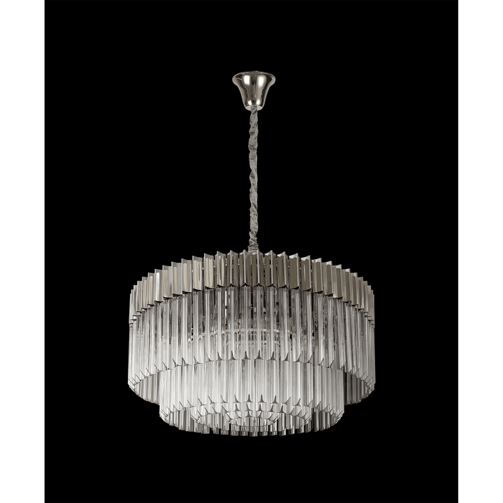 Nelson Lighting NL82359 Kobra Pendant Round 12 Light Polished Nickel/Clear Glass