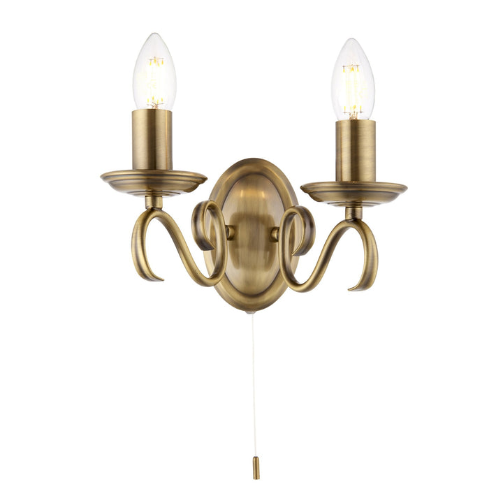 Endon 2030-2AN Bernice 2 Light Wall Light Brass