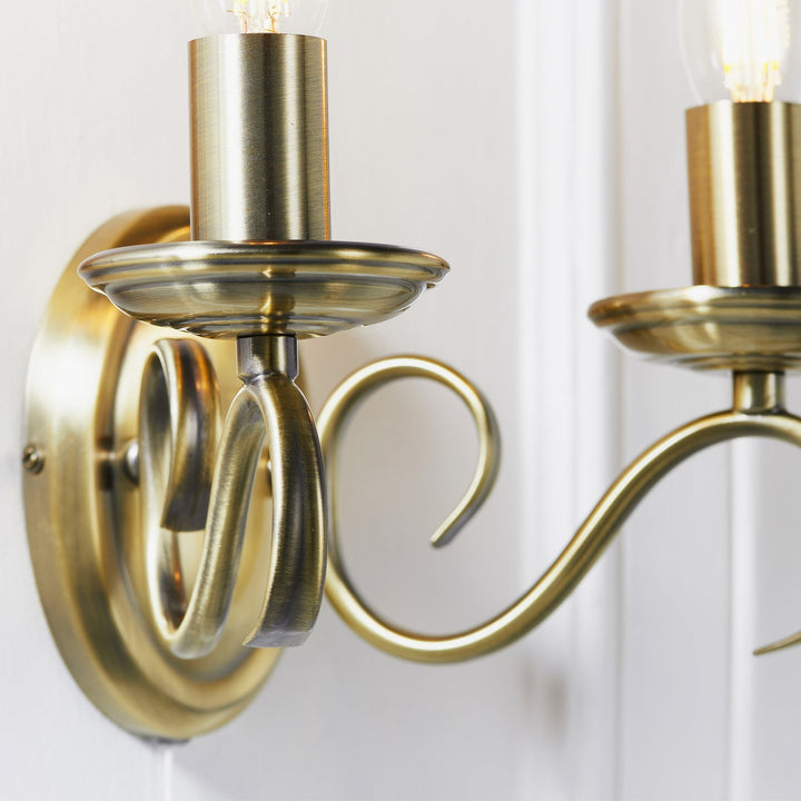 Endon 2030-2AN Bernice 2 Light Wall Light Brass