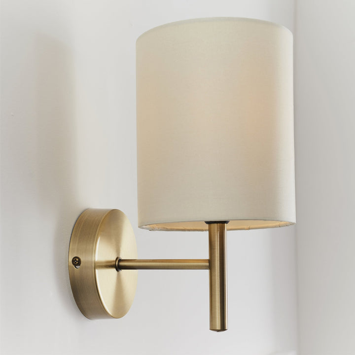 Endon BRIO-1WBAB Brio 1 Light Wall Light Brass Cream