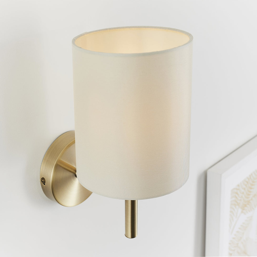 Endon BRIO-1WBAB Brio 1 Light Wall Light Brass Cream