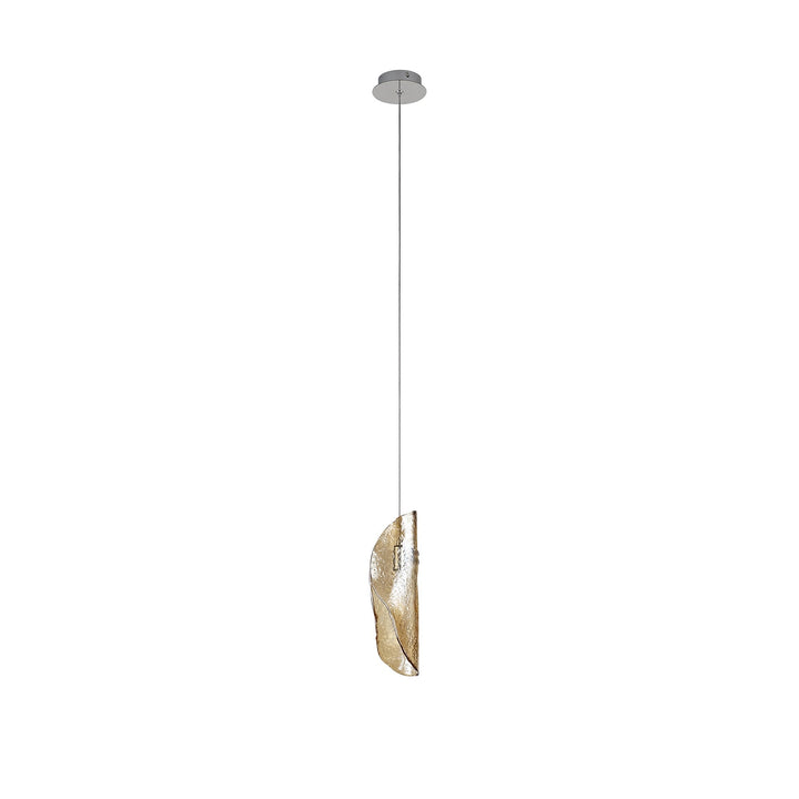 Nelson Lighting NL81909 Wish Pendant 1 Light Polished Chrome/Amber Glass