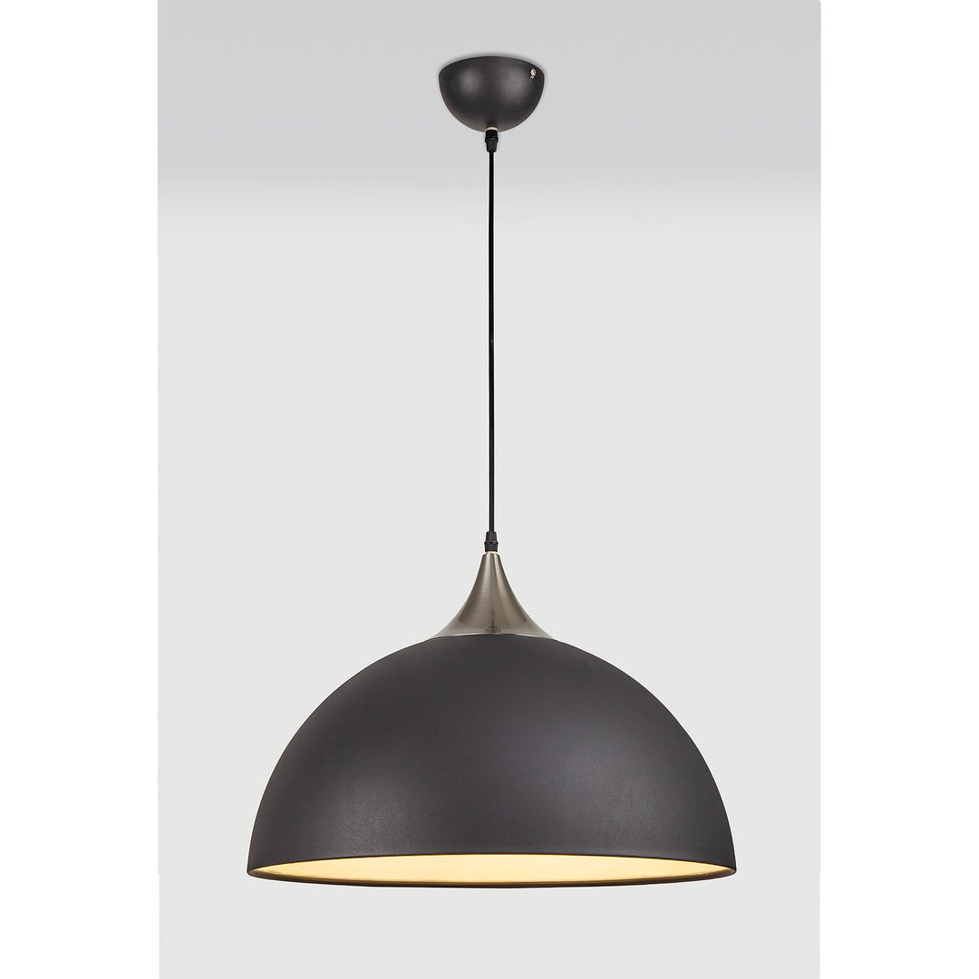 Nelson Lighting NL81989 Ava 50cm Large Pendant Graphite/Satin Nickel