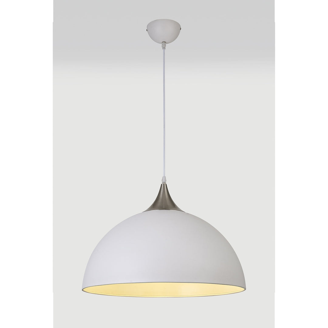 Nelson Lighting NL82009 | Ava Large Pendant | Sand White and Satin Nickel