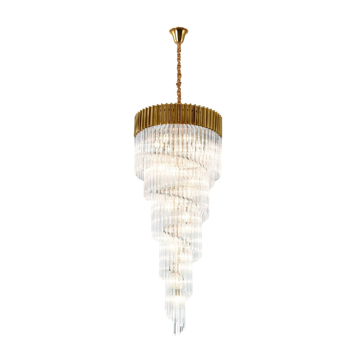 Nelson Lighting NL82319 Kobra Pendant Round 5 Tier 23 Light Brass/Clear Glass