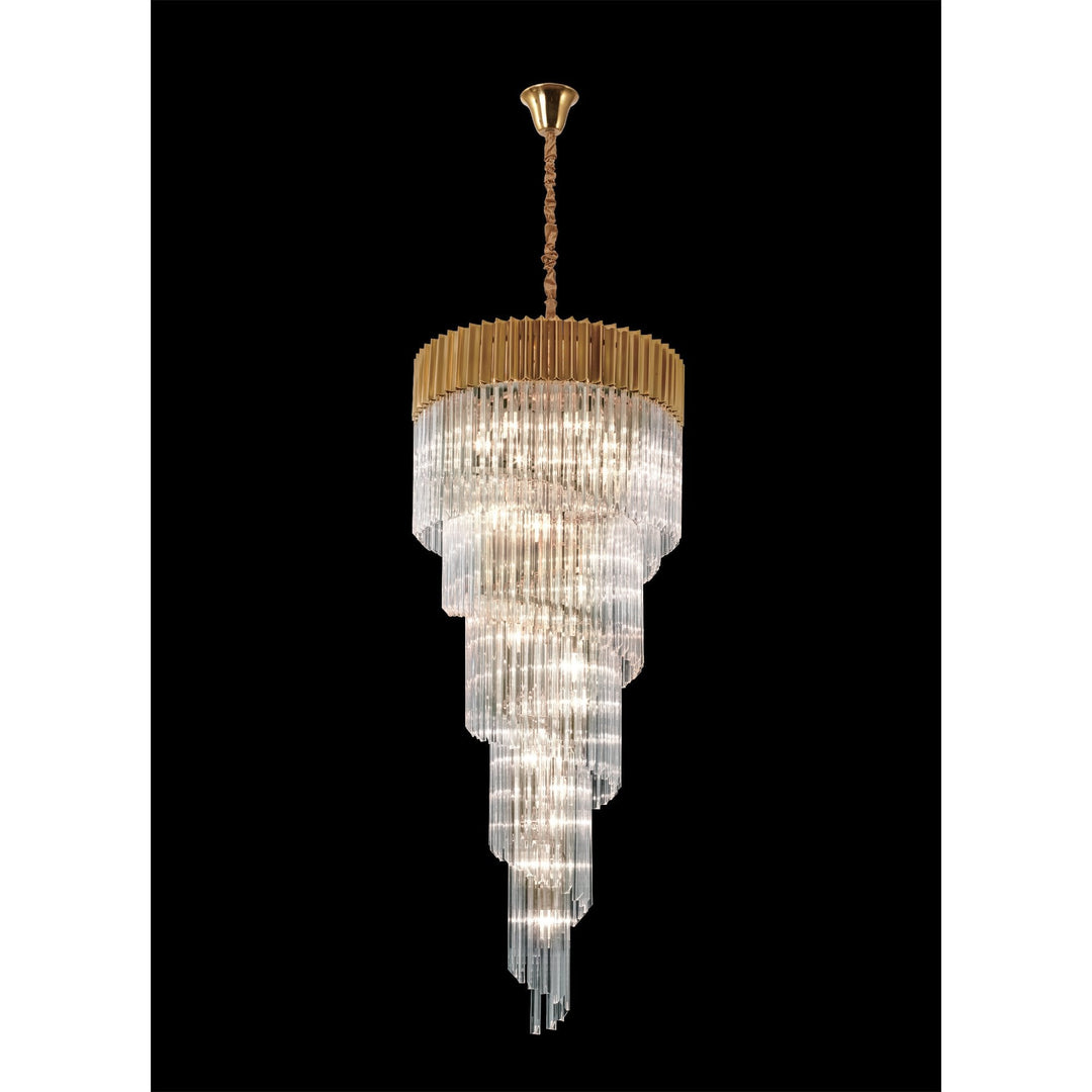 Nelson Lighting NL82319 Kobra Pendant Round 5 Tier 23 Light Brass/Clear Glass