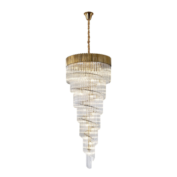 Nelson Lighting NL82329 Kobra Pendant Round 7 Tier 31 Light Brass/Clear Glass