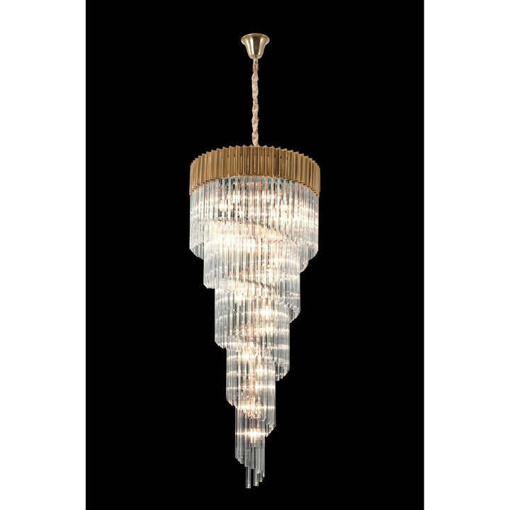 Nelson Lighting NL82329 Kobra Pendant Round 7 Tier 31 Light Brass/Clear Glass