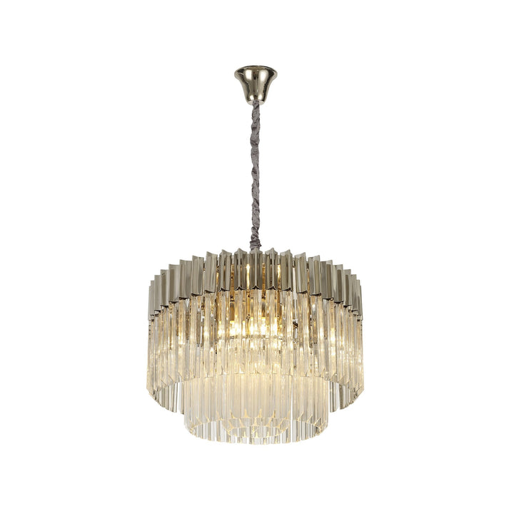 Nelson Lighting NL82369 | Kobra Pendant Round 8 Light | Polished Nickel/Clear Glass