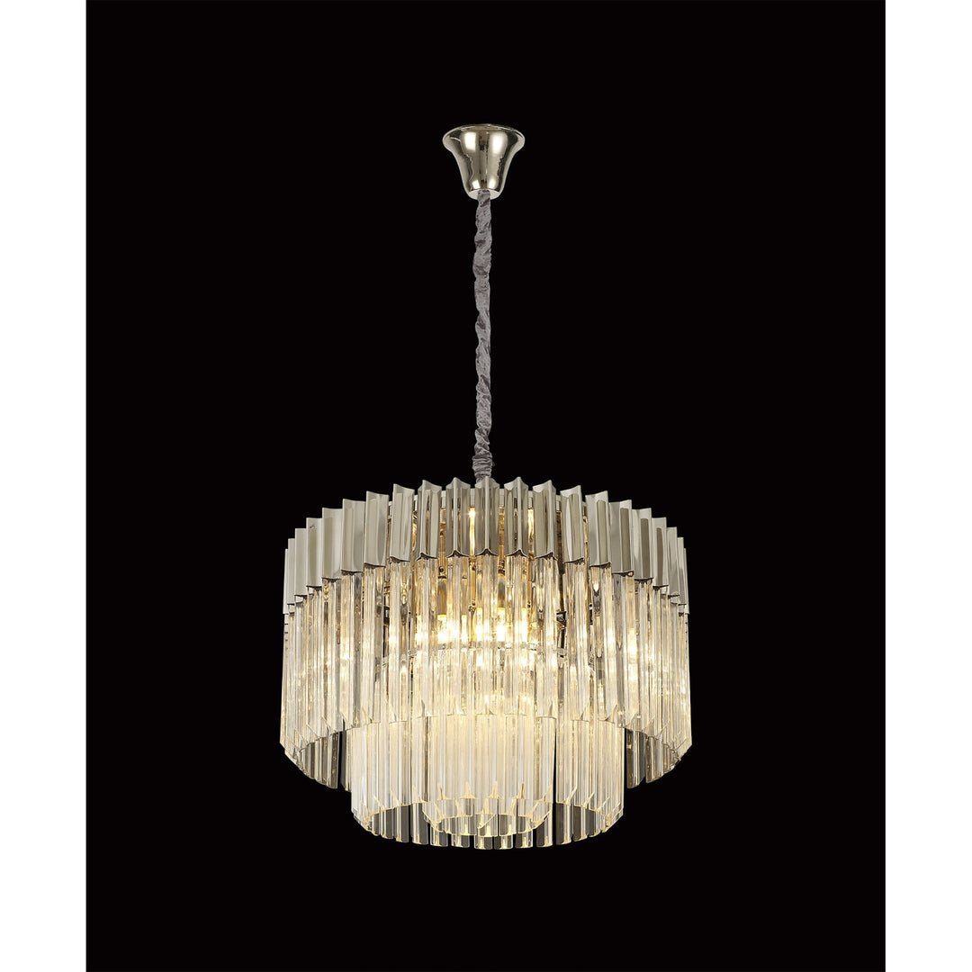 Nelson Lighting NL82369 | Kobra Pendant Round 8 Light | Polished Nickel/Clear Glass