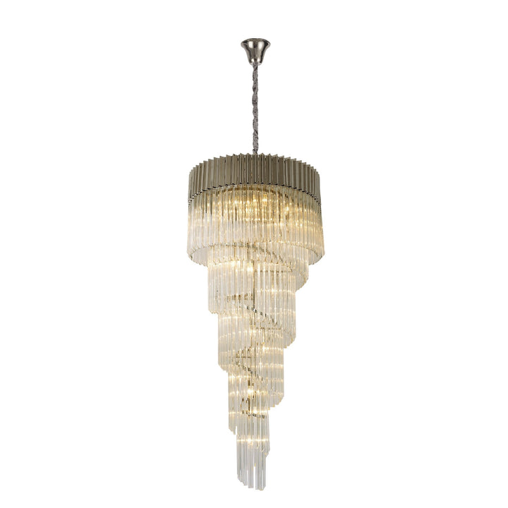 Nelson Lighting NL82439 Kobra Pendant Round 5 Tier 23 Light Polished Nickel/Clear Glass