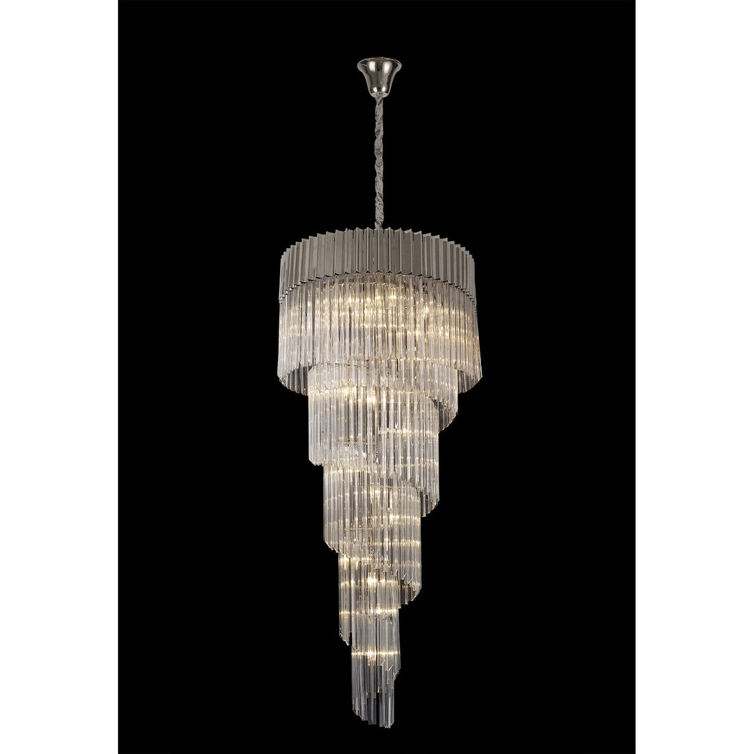 Nelson Lighting NL82439 Kobra Pendant Round 5 Tier 23 Light Polished Nickel/Clear Glass