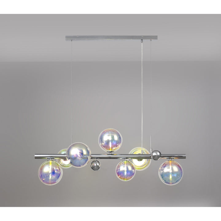 Nelson Lighting NL82519 Regent Linear 7 Light Pendant Polished Chrome/Iridescent Glass