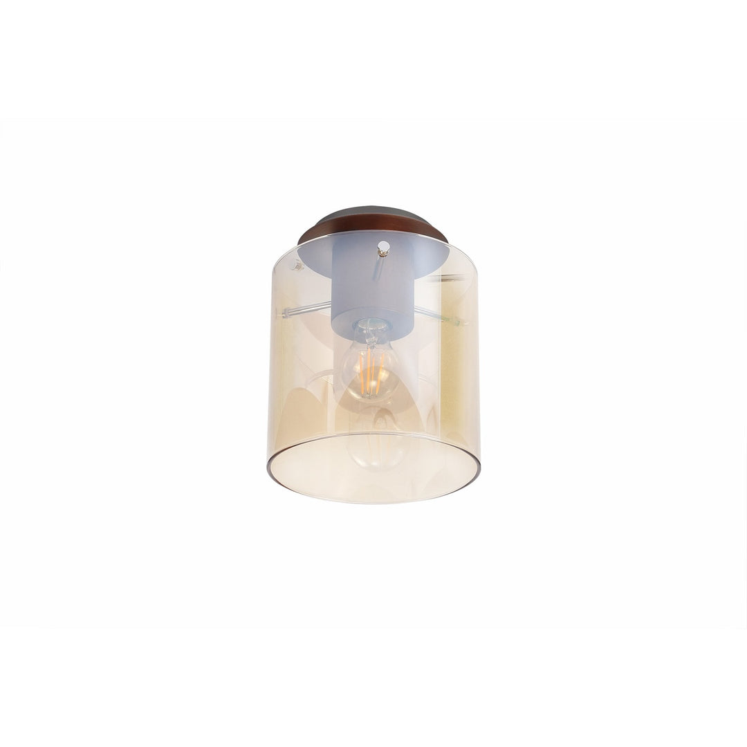 Nelson Lighting NL82649 Blade Round Ceiling Flush Mocha/Amber Glass