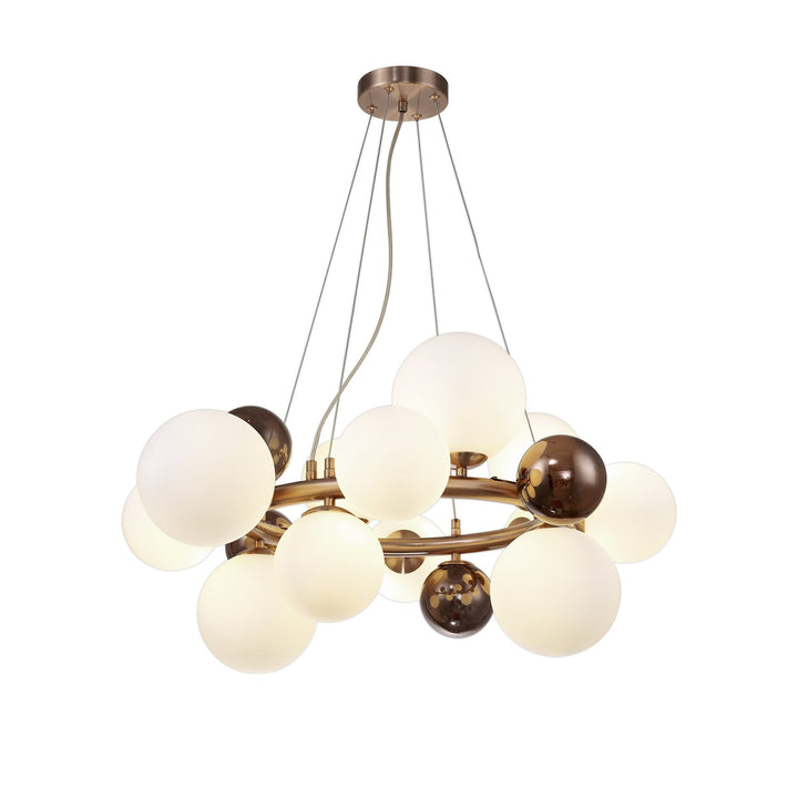 Nelson Lighting NL83159 Regent 12 Light Circular Pendant Copper Opal/Copper Glass