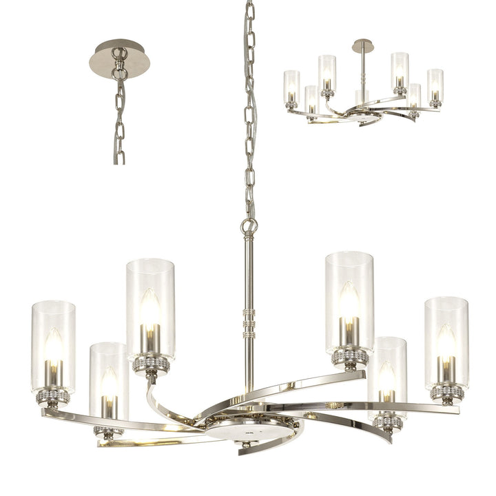 Nelson Lighting NL83749 Darling 7 Light Pendant/Semi Ceiling Polished Nickel