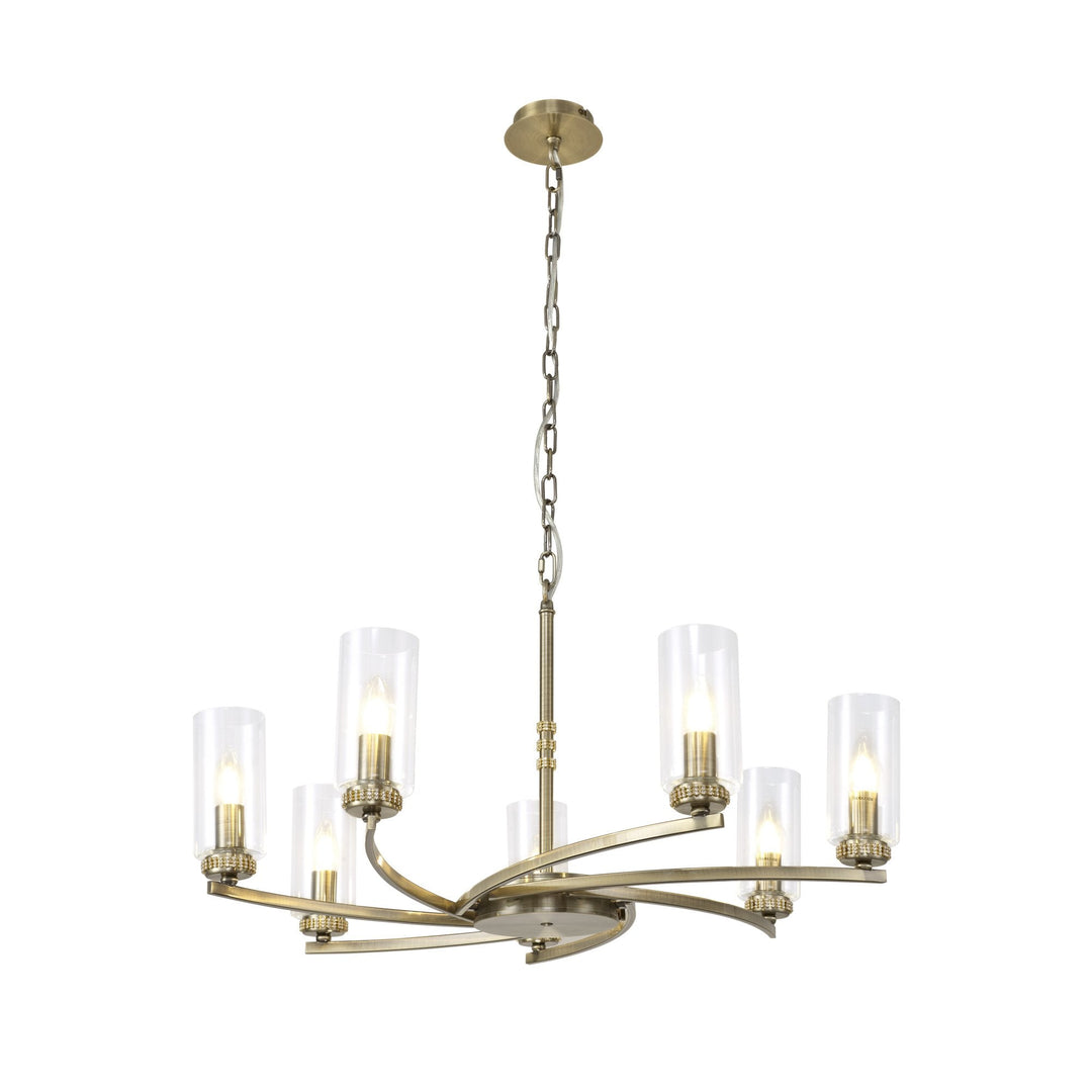 Nelson Lighting NL83769 Darling 7 Light Pendant/Semi Ceiling Antique Brass