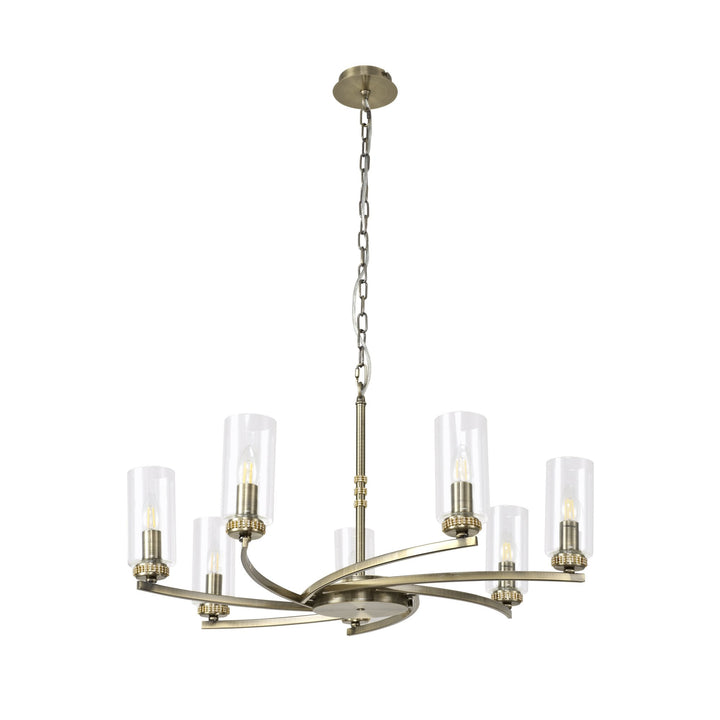 Nelson Lighting NL83769 Darling 7 Light Pendant/Semi Ceiling Antique Brass