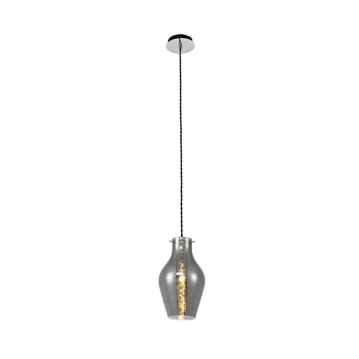 Nelson Lighting NL84149 Zen Pendant 17cm Round Chrome & Smoke