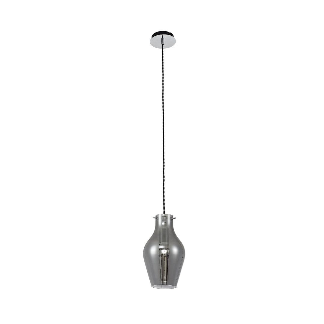 Nelson Lighting NL84149 Zen Pendant 17cm Round Chrome & Smoke