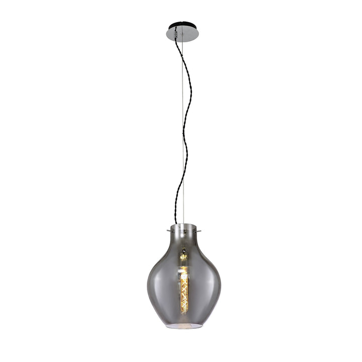 Nelson Lighting NL84159 Zen Pendant 28cm Round Chrome & Smoke