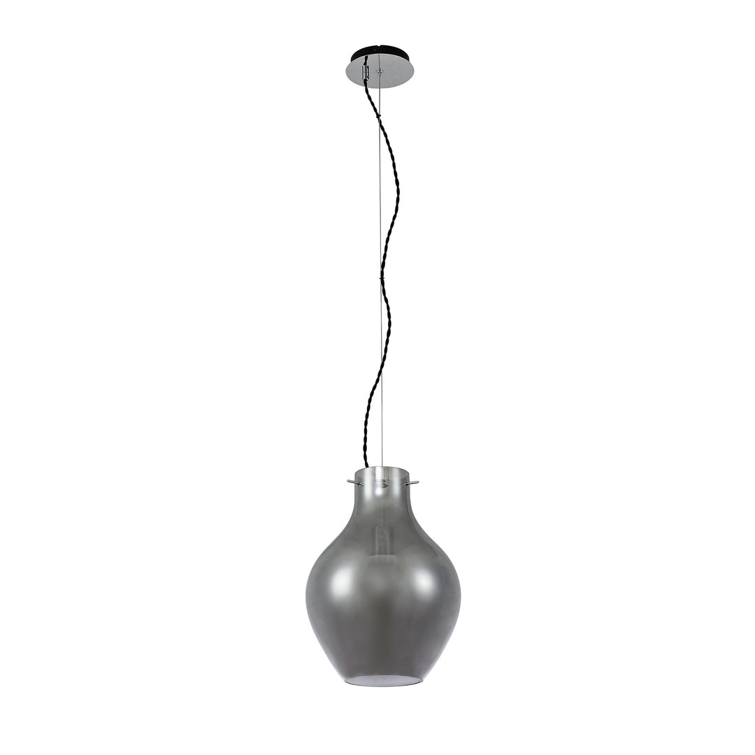 Nelson Lighting NL84159 Zen Pendant 28cm Round Chrome & Smoke