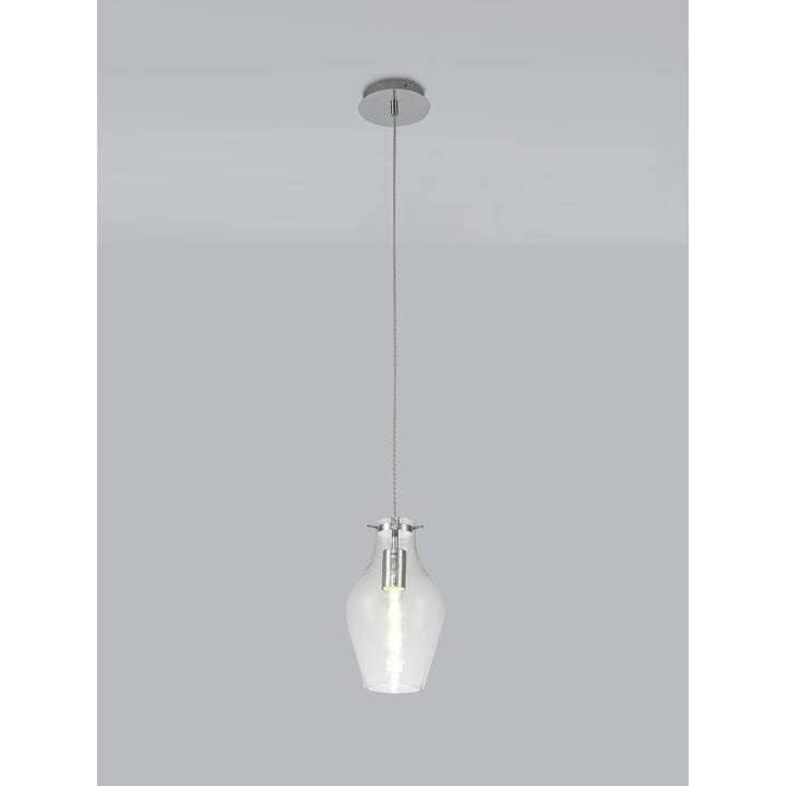 Nelson Lighting NL84179 Zen Pendant 17cm Round Chrome & Clear