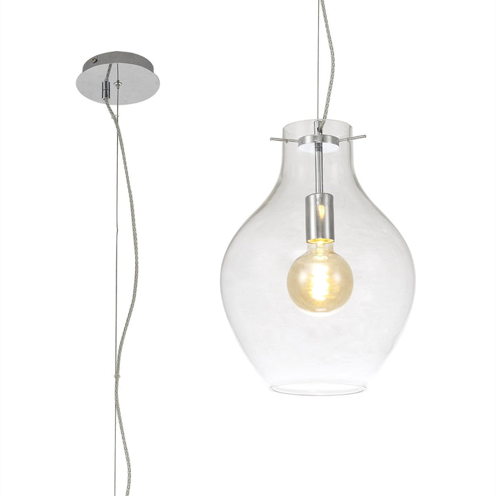 Nelson Lighting NL84189 Zen Pendant 28cm Round Chrome & Clear