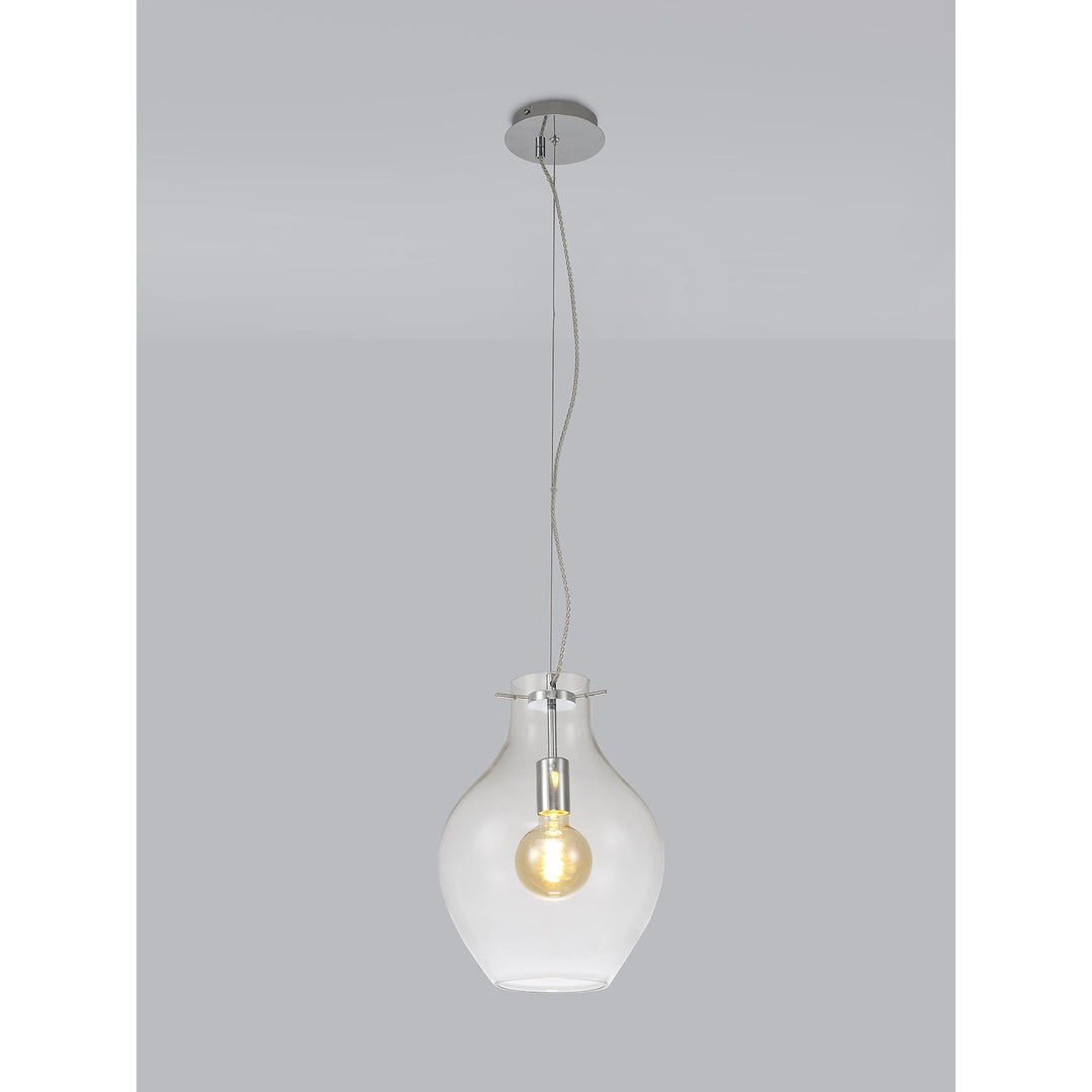 Nelson Lighting NL84189 Zen Pendant 28cm Round Chrome & Clear