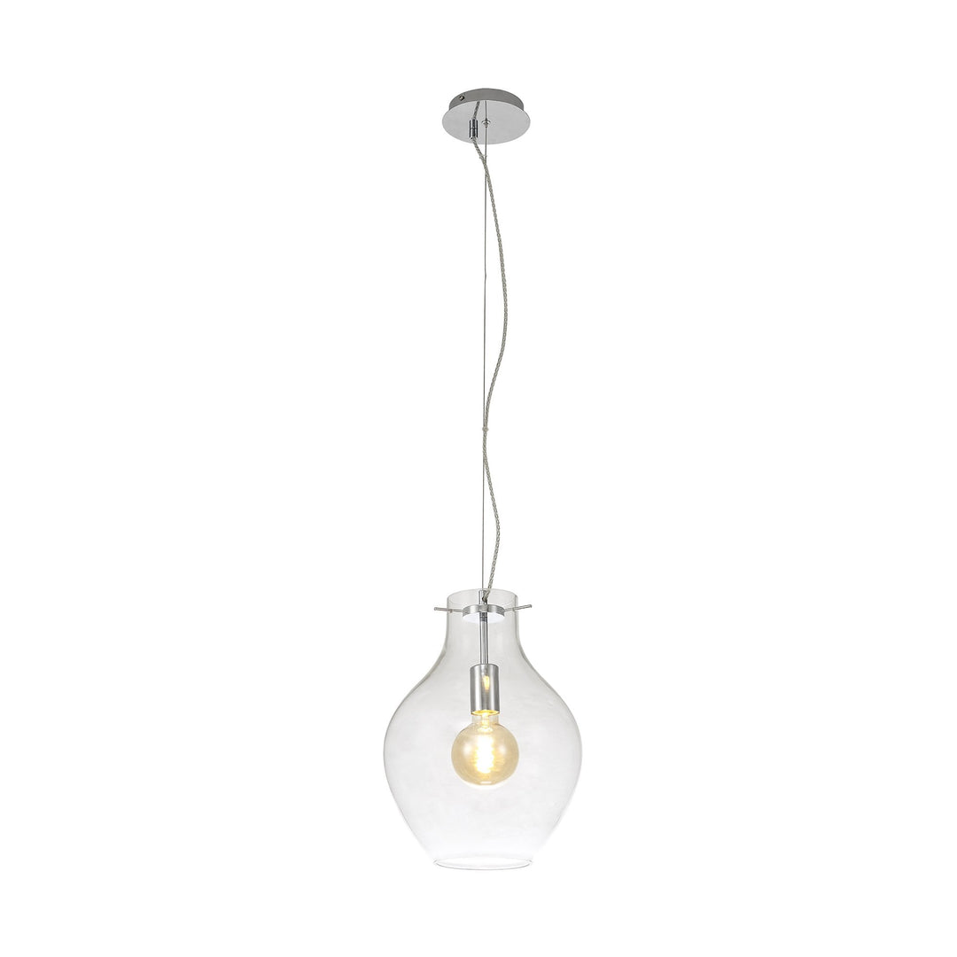 Nelson Lighting NL84189 Zen Pendant 28cm Round Chrome & Clear