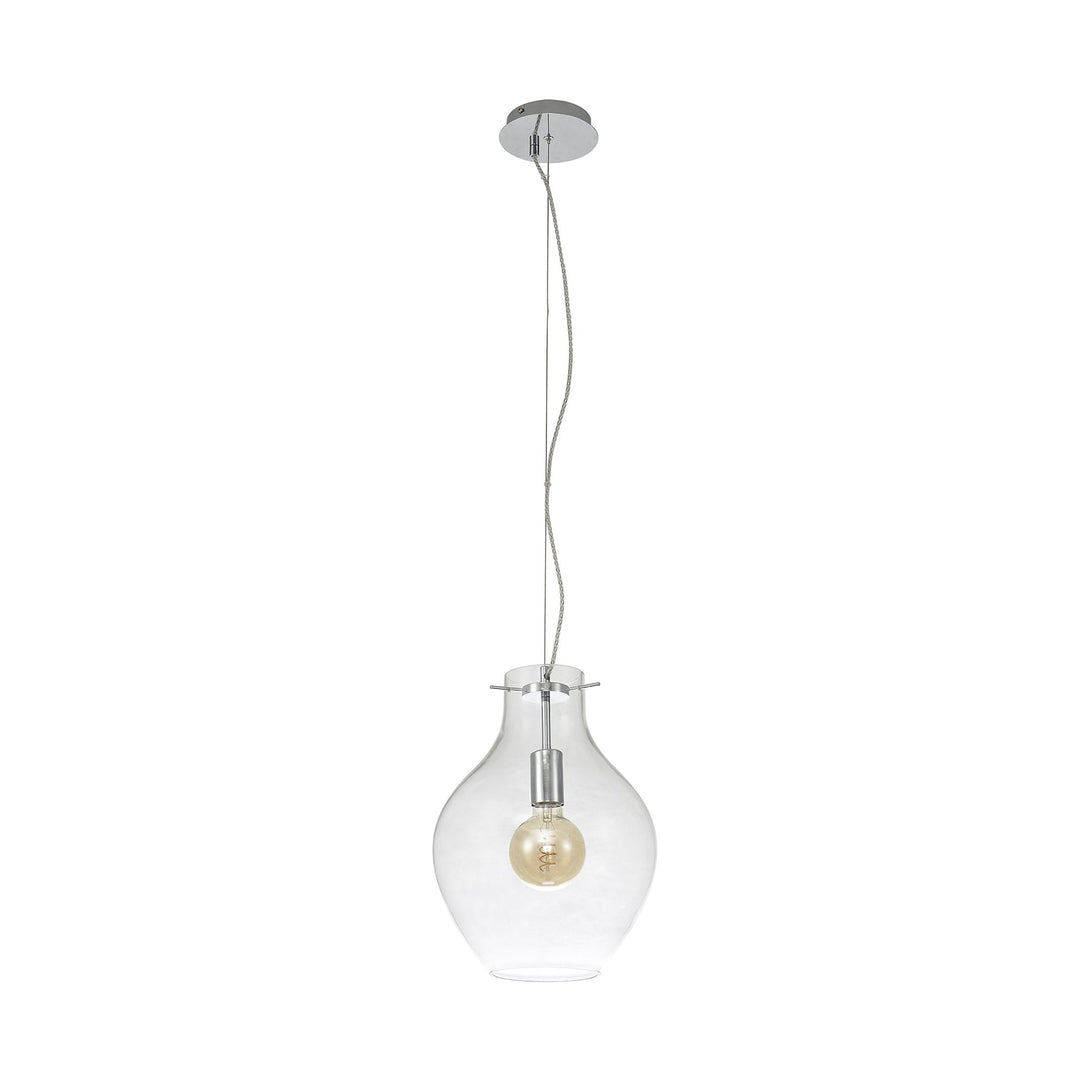 Nelson Lighting NL84189 Zen Pendant 28cm Round Chrome & Clear