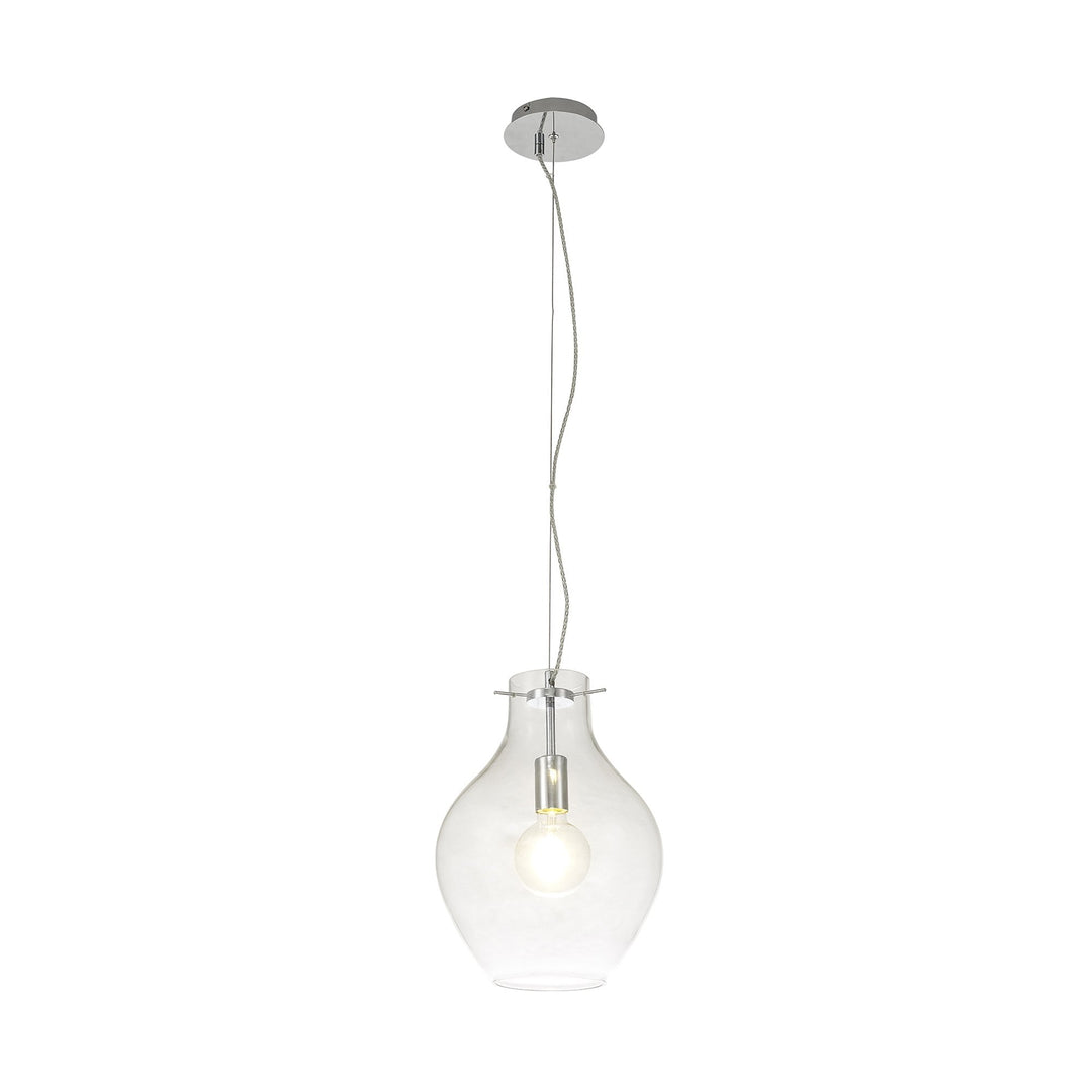 Nelson Lighting NL84189 Zen Pendant 28cm Round Chrome & Clear