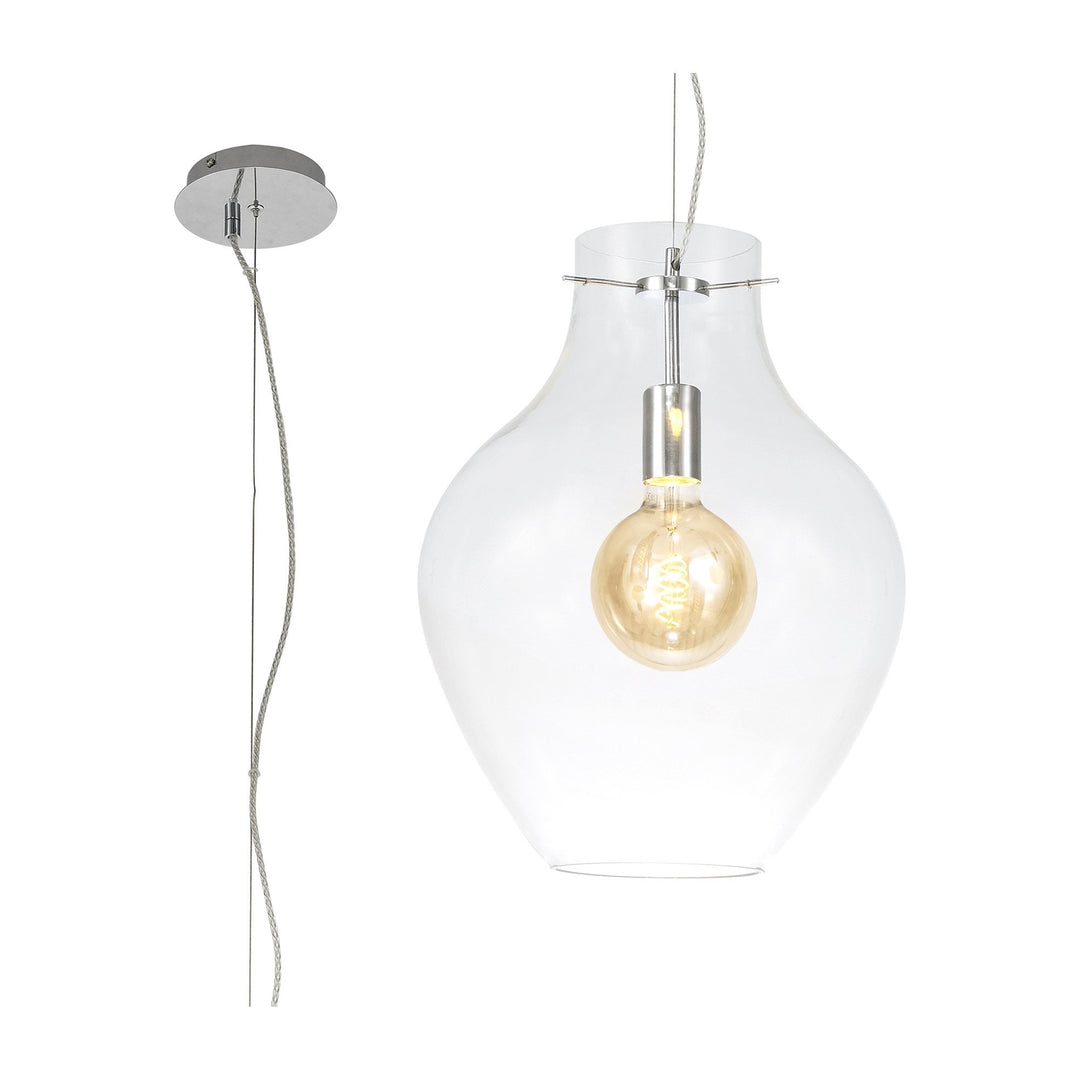 Nelson Lighting NL84199 Zen Pendant 38cm Round Chrome & Clear