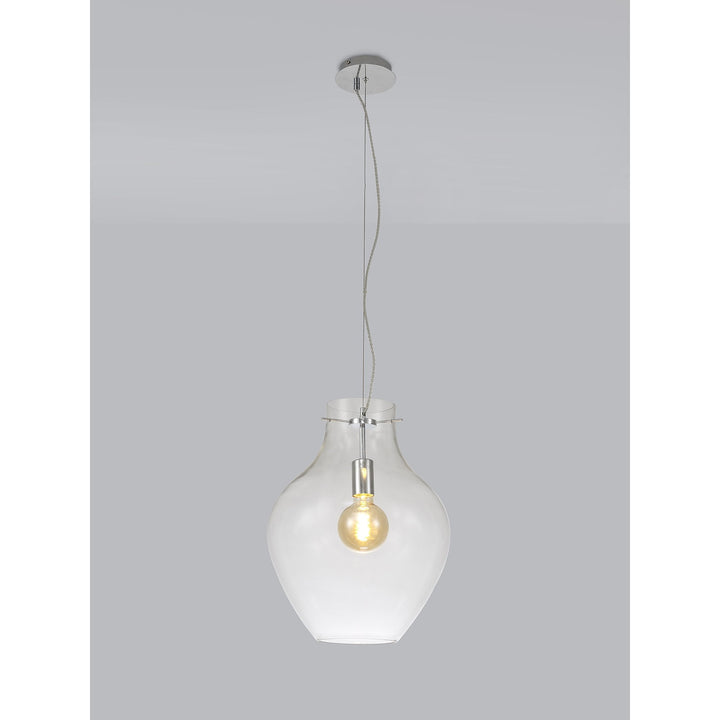 Nelson Lighting NL84199 Zen Pendant 38cm Round Chrome & Clear