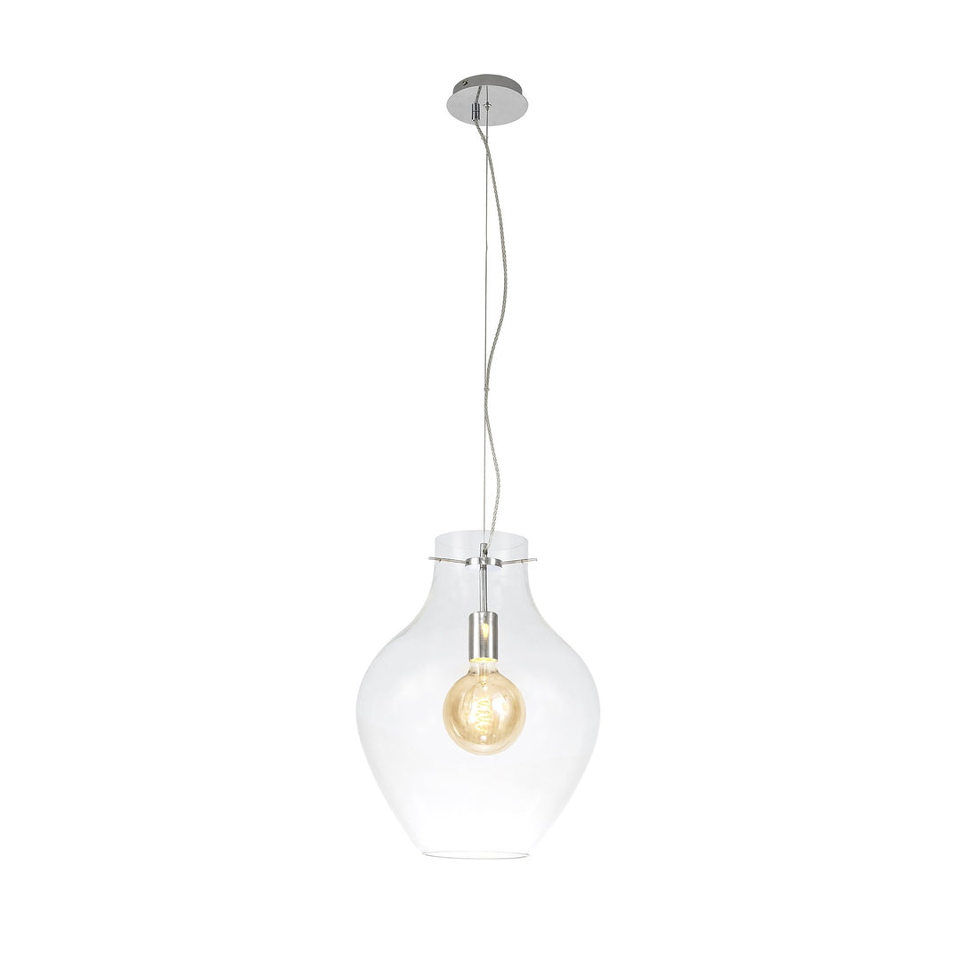 Nelson Lighting NL84199 Zen Pendant 38cm Round Chrome & Clear