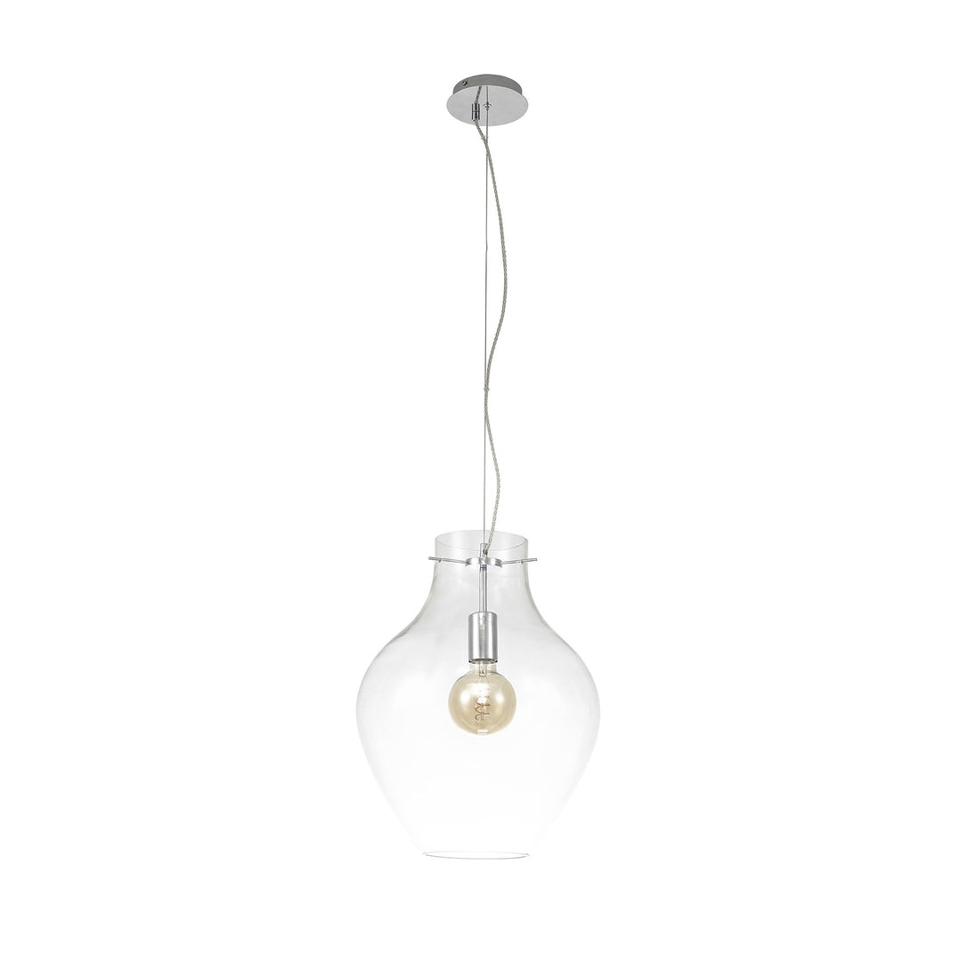 Nelson Lighting NL84199 Zen Pendant 38cm Round Chrome & Clear