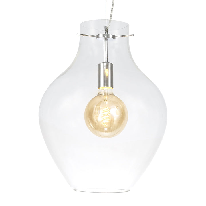 Nelson Lighting NL84199 Zen Pendant 38cm Round Chrome & Clear