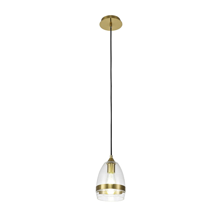 Nelson Lighting NL84209 Kane Pendant 15cm Cone Ancient Brass & Clear