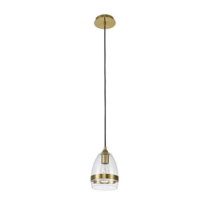 Nelson Lighting NL84209 Kane Pendant 15cm Cone Ancient Brass & Clear