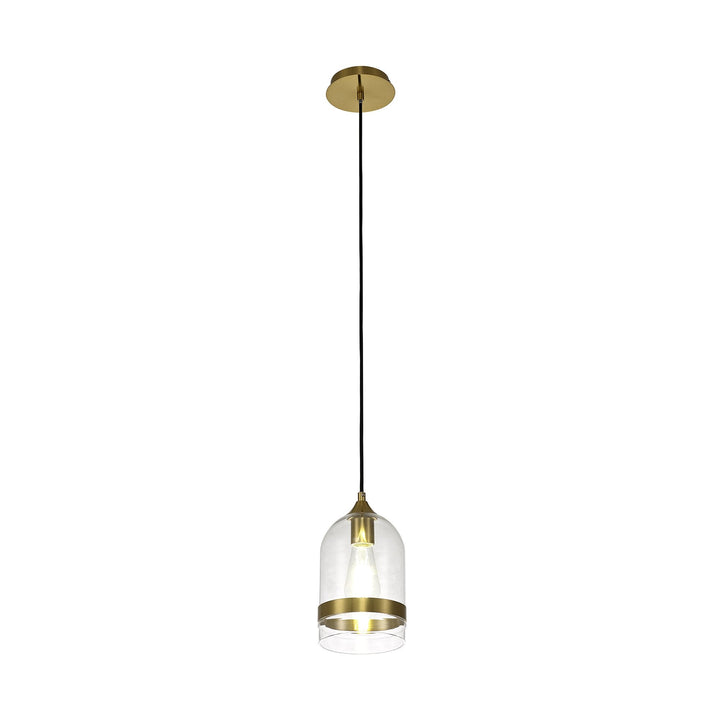 Nelson Lighting NL84229 Kane Pendant 15cm Dome Ancient Brass & Clear