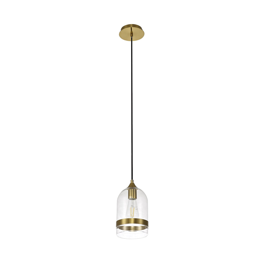 Nelson Lighting NL84229 Kane Pendant 15cm Dome Ancient Brass & Clear