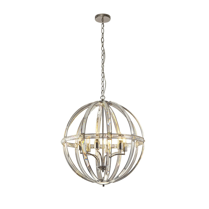 Nelson Lighting NL84259 Char Large Round Pendant 6 Light Polished Nickel