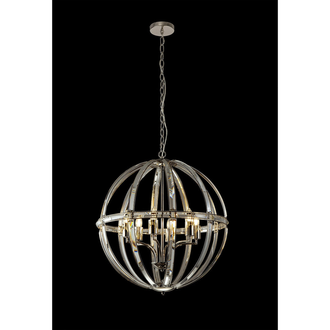 Nelson Lighting NL84259 Char Large Round Pendant 6 Light Polished Nickel