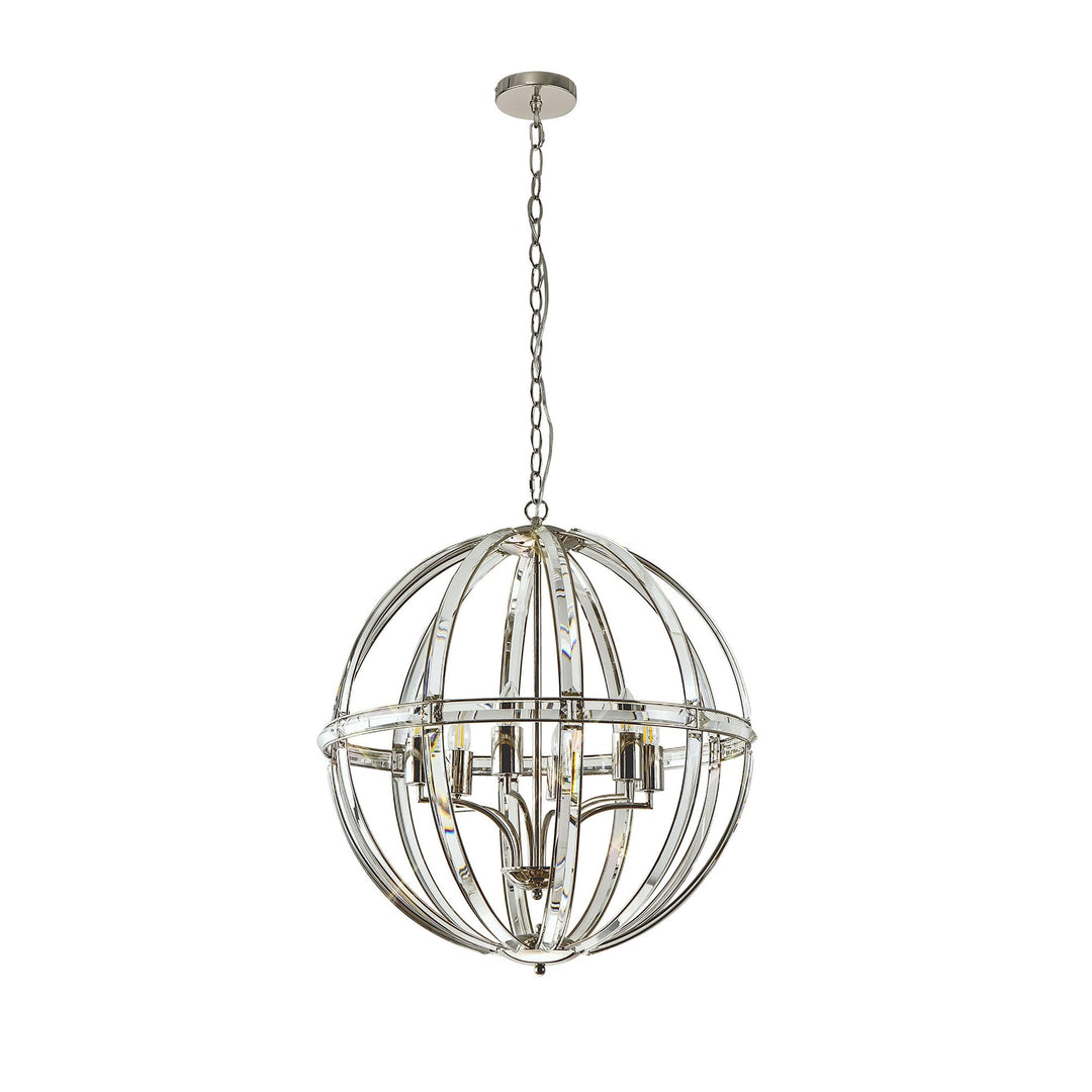 Nelson Lighting NL84259 Char Large Round Pendant 6 Light Polished Nickel