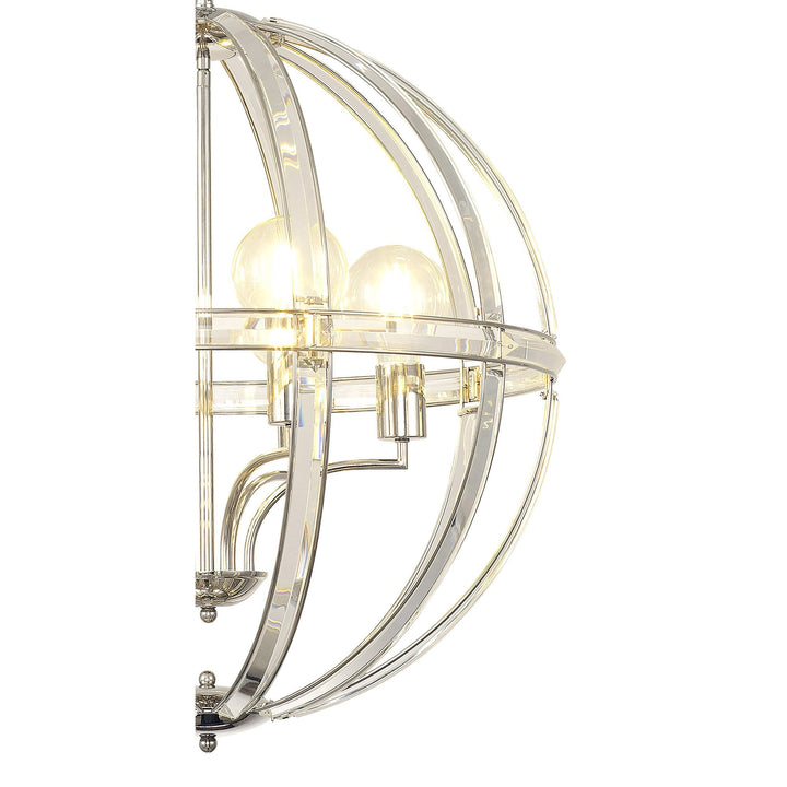 Nelson Lighting NL84259 Char Large Round Pendant 6 Light Polished Nickel