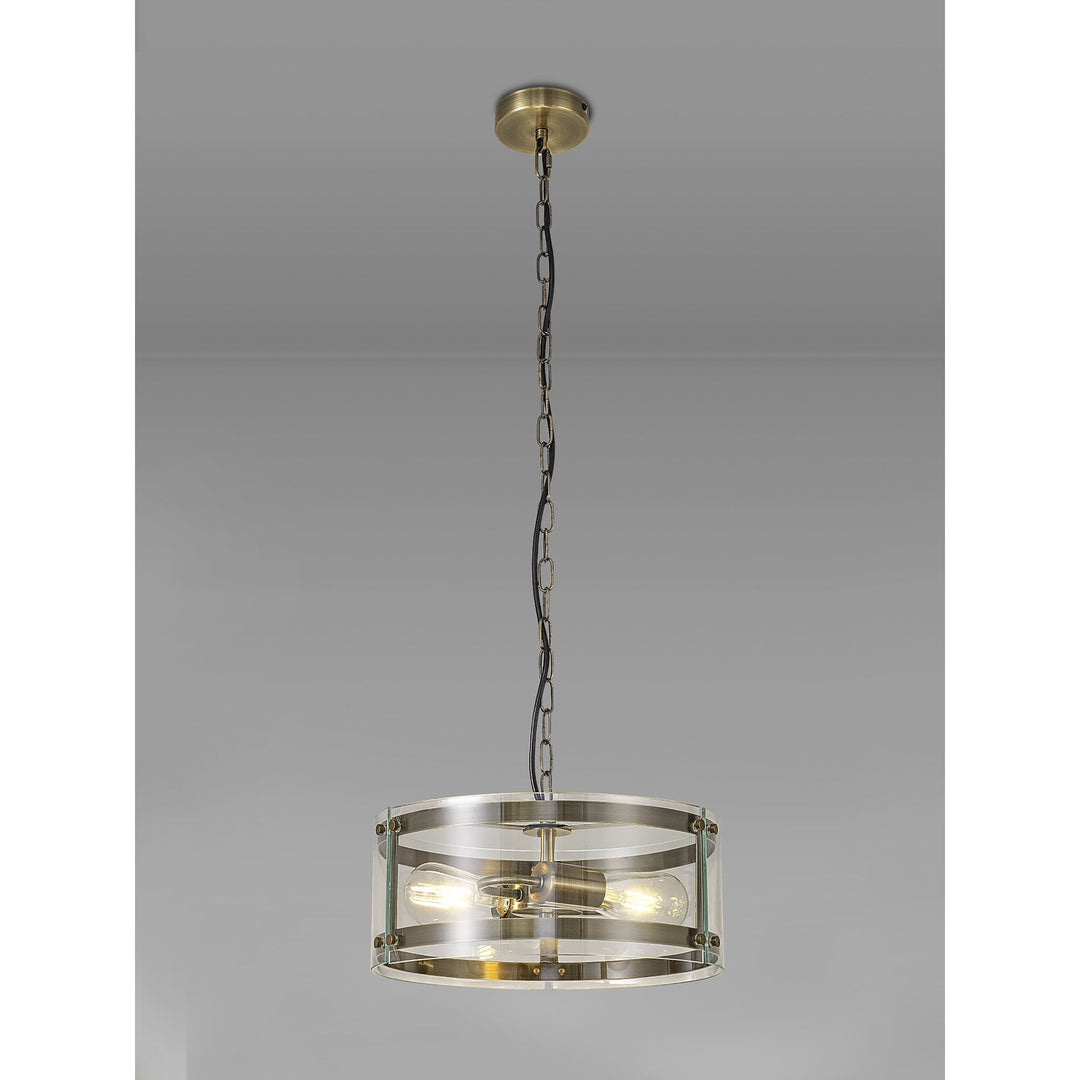 Nelson Lighting NL84309 Prince Pendant 2 Light Antique Brass