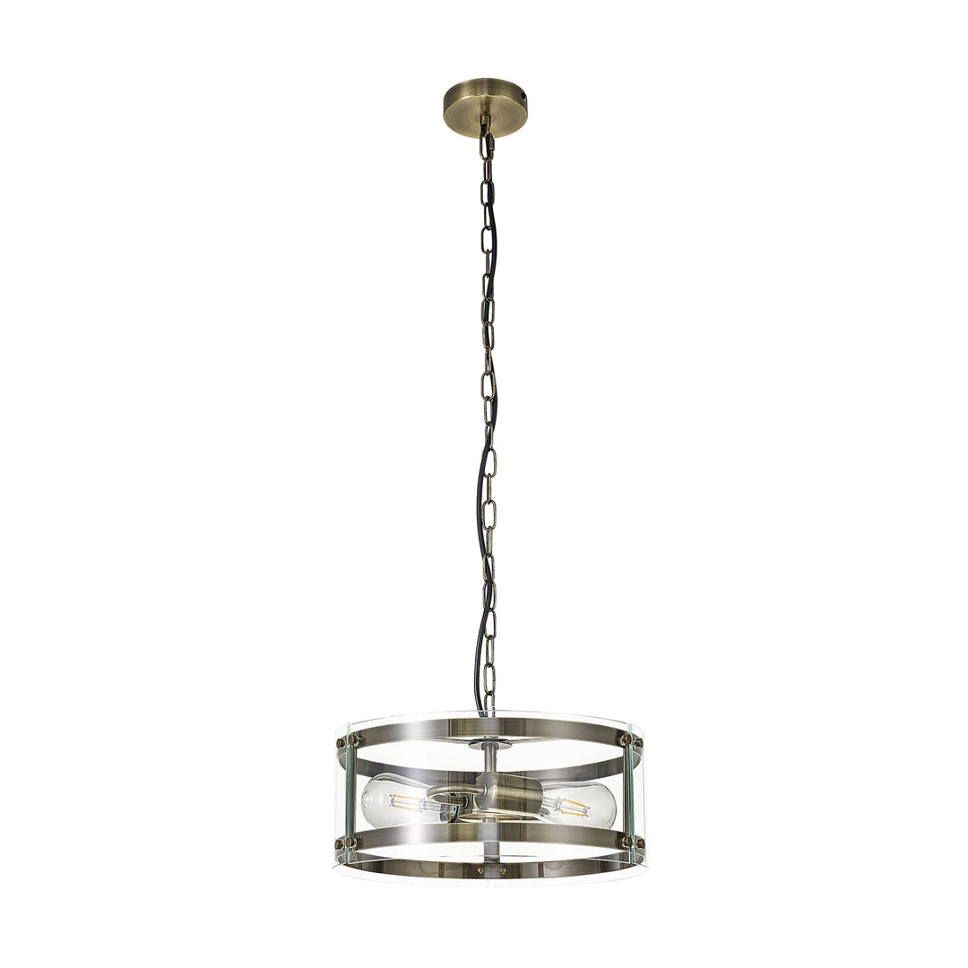 Nelson Lighting NL84309 Prince Pendant 2 Light Antique Brass